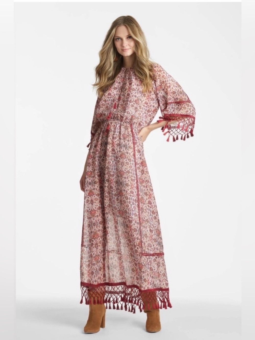 NEW Sachin + Babin Lynley Boho Flora Paisley Fringe Dress